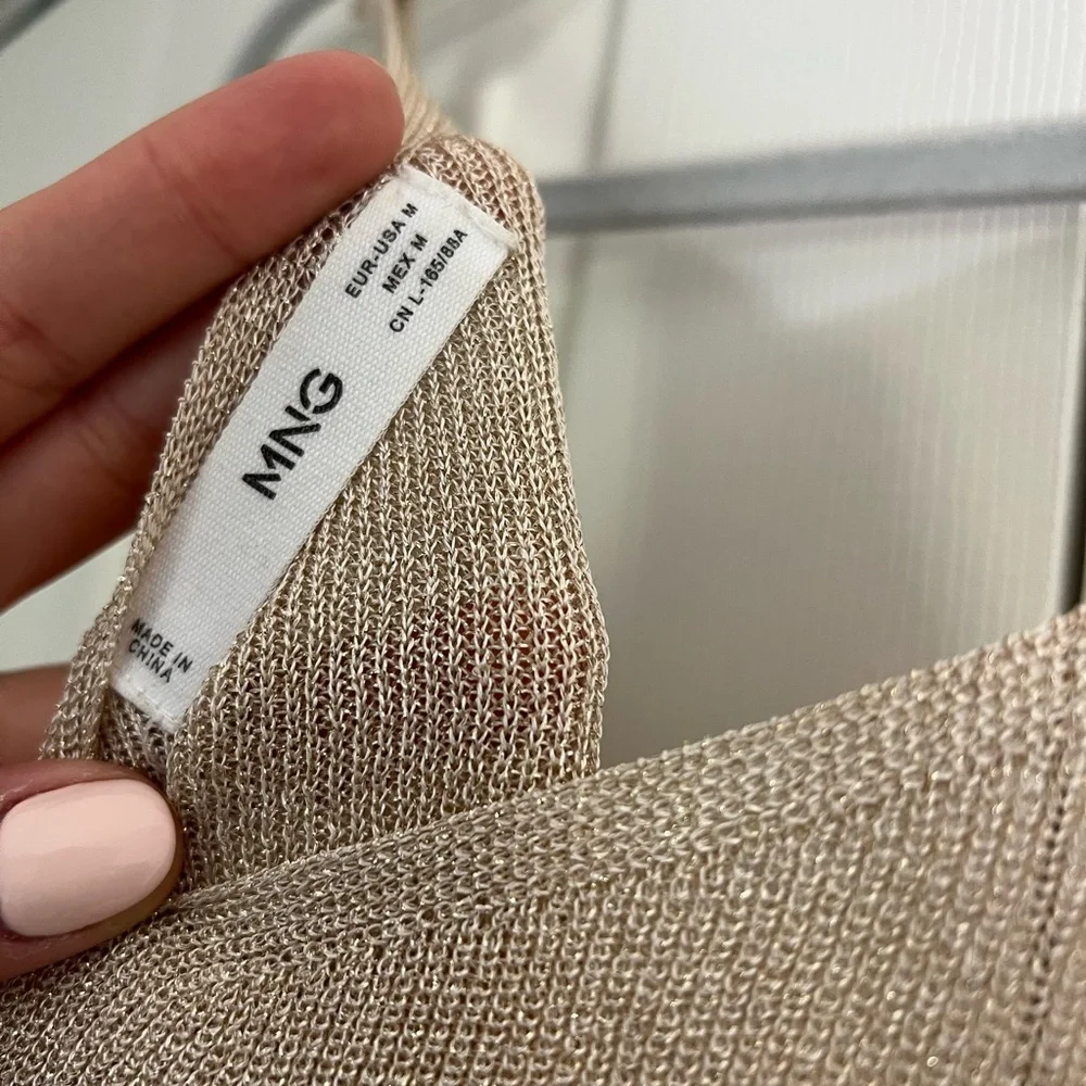 Elegant Shimmery Tan Knit Women's Top - Picture 5 of 5